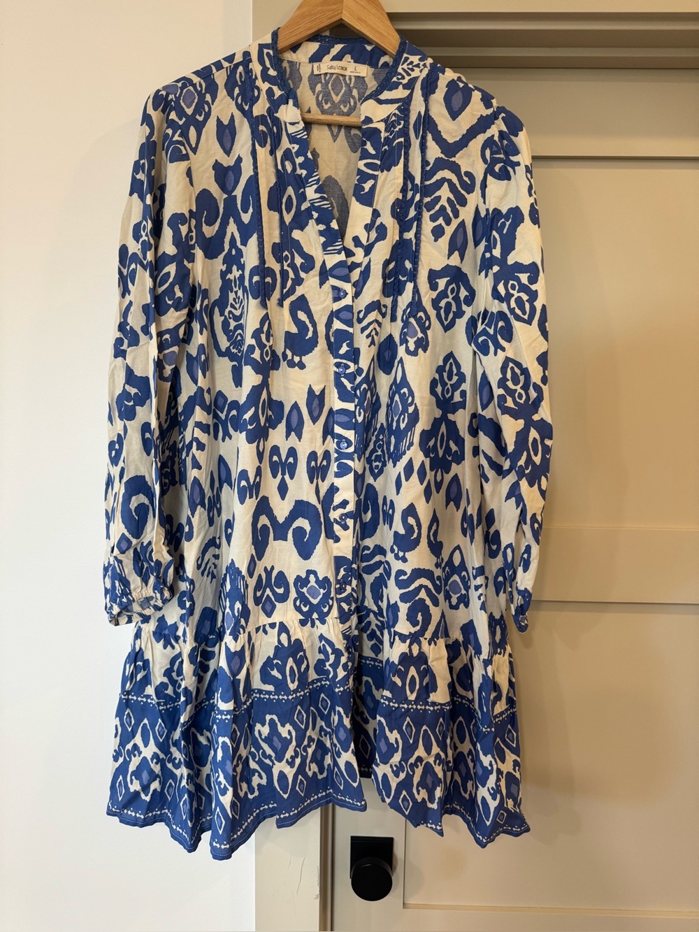 Salty Lemon Blue and White Printed Tunic Dress